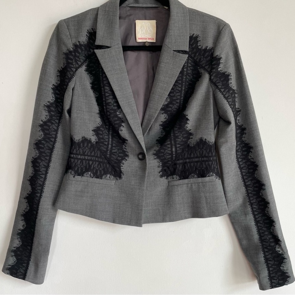 Rebecca Taylor Grey Lace Blazer